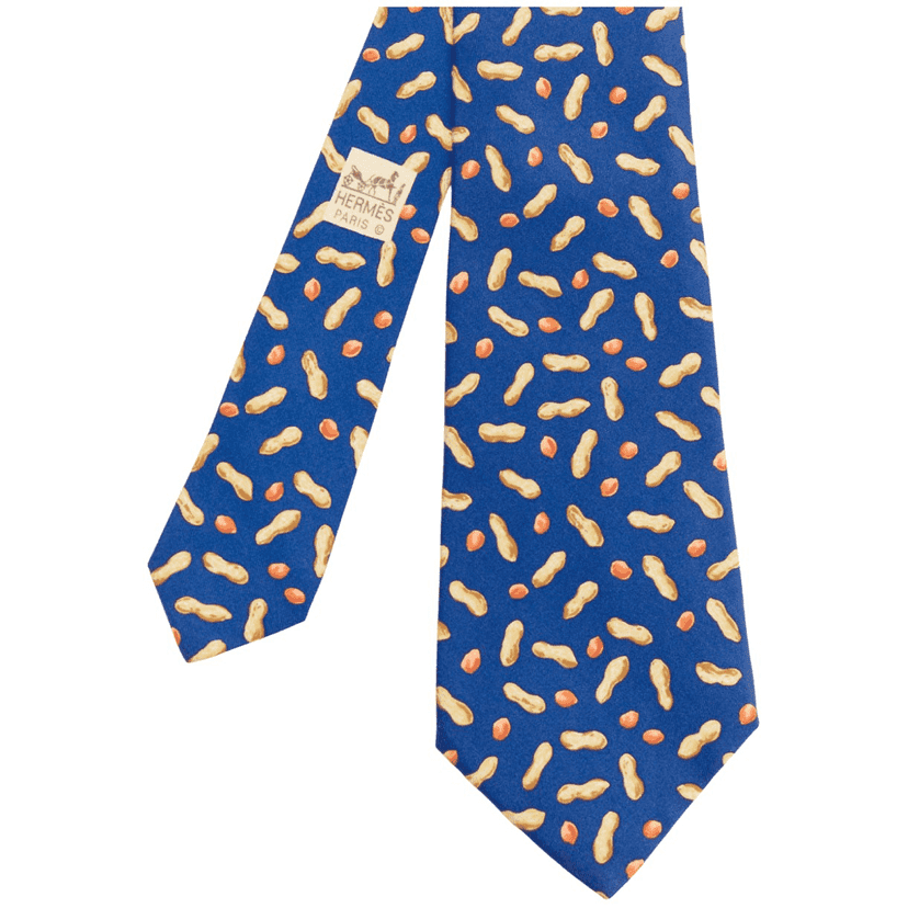 Hermès Peanut Shell Tie Blue Silk Very good condition - Front View