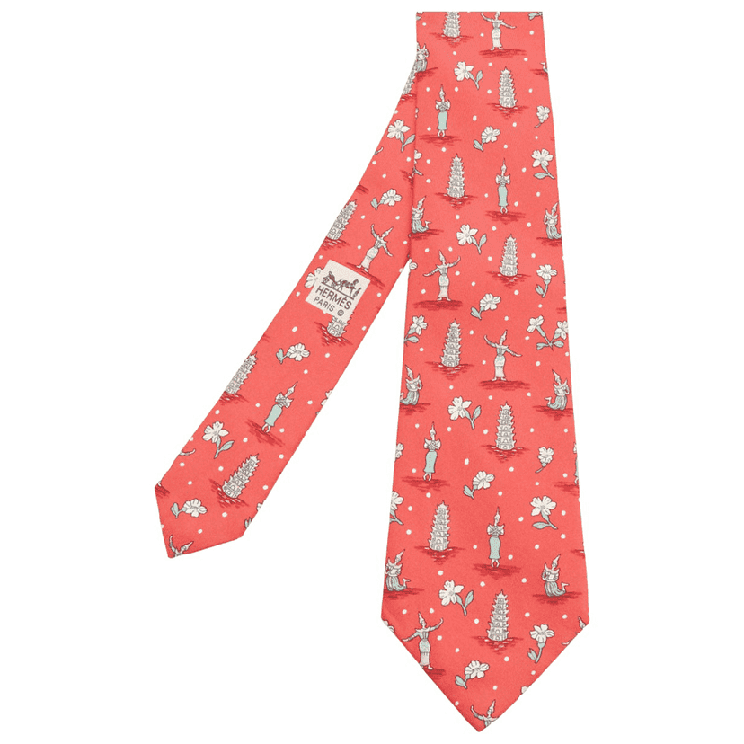 Hermès Thailand Pagoda Tie Red Silk Very good condition - Front View