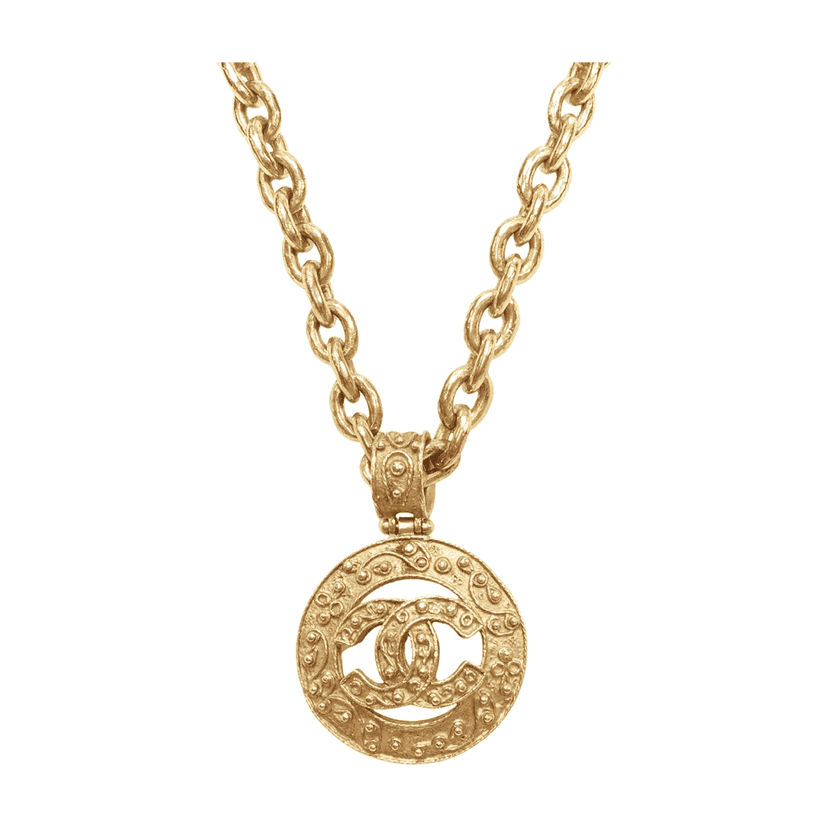 Chanel CC Coin Necklace Gold Metal Never worn - Front View