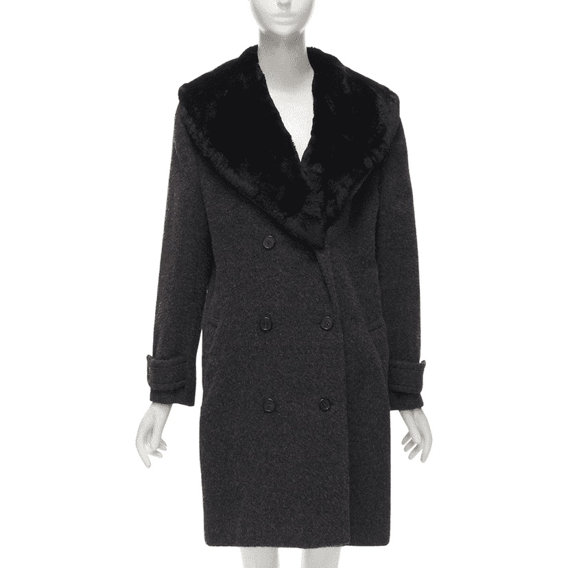Gucci Grey Alpaca Coat Grey Very good condition - Front View
