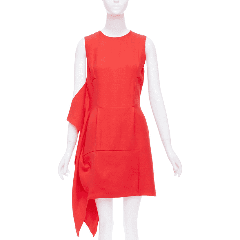 Dior Drape Shift Dress Red Silk Never worn - Front View