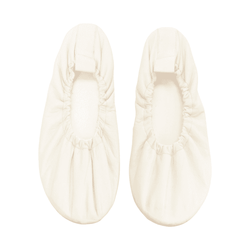 The Row Ruched Ballerina Flats Beige Leather Good condition - Front View