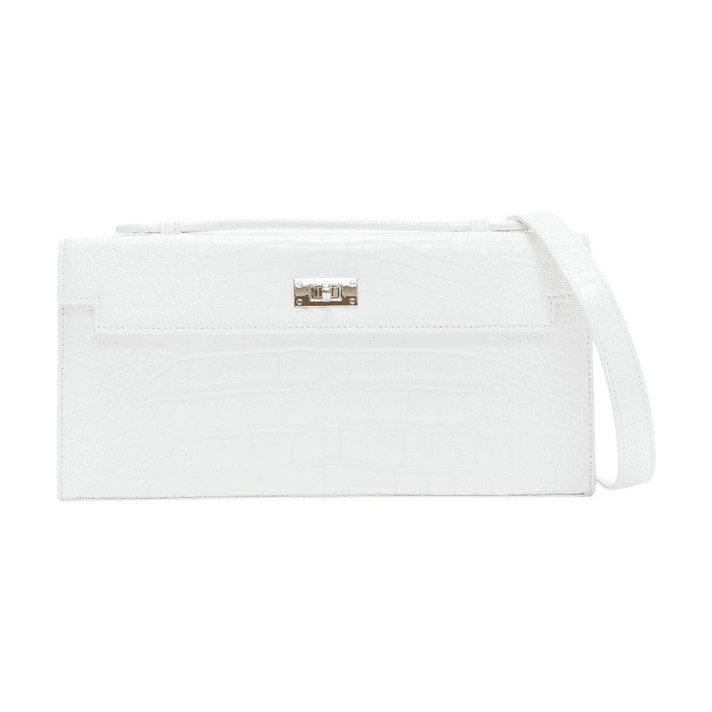 Unsigned Mustang Wristlet Bag White Leather Very good condition - Front View