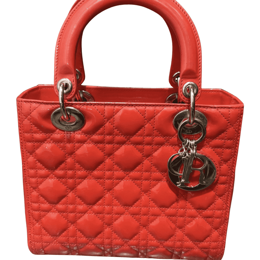 Dior Lady Dior Red Leather Metal Good condition - Front View