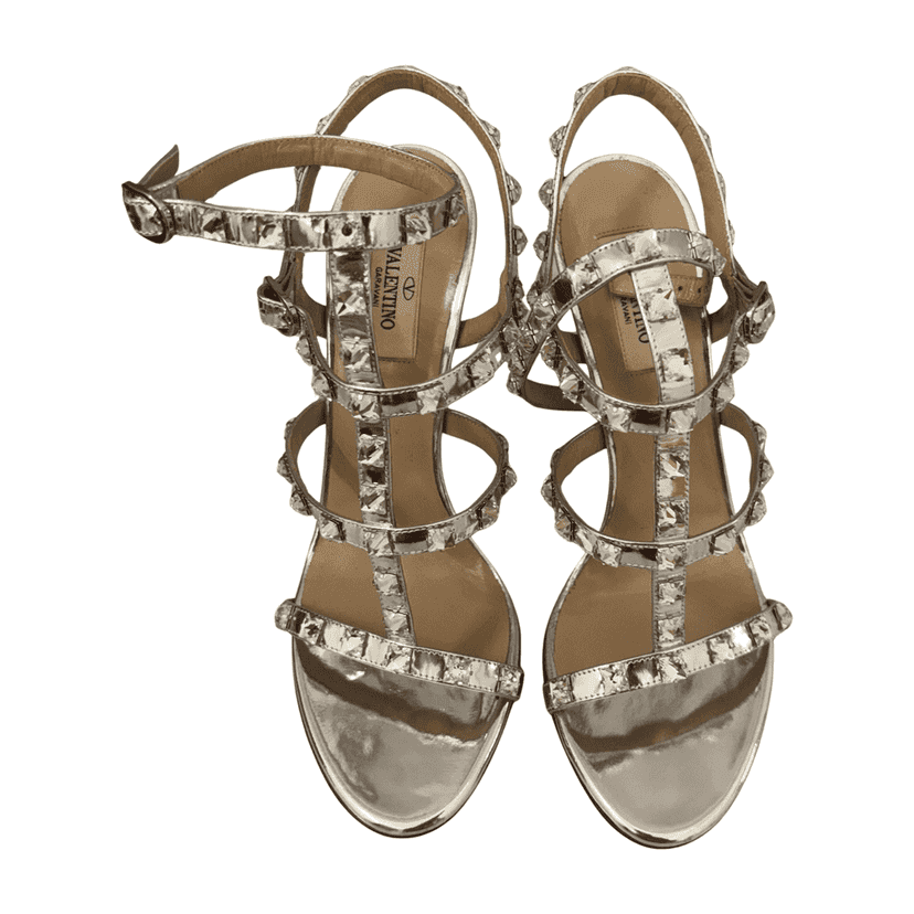 Valentino Garavani Rockstud Silver Leather Never worn - Front View