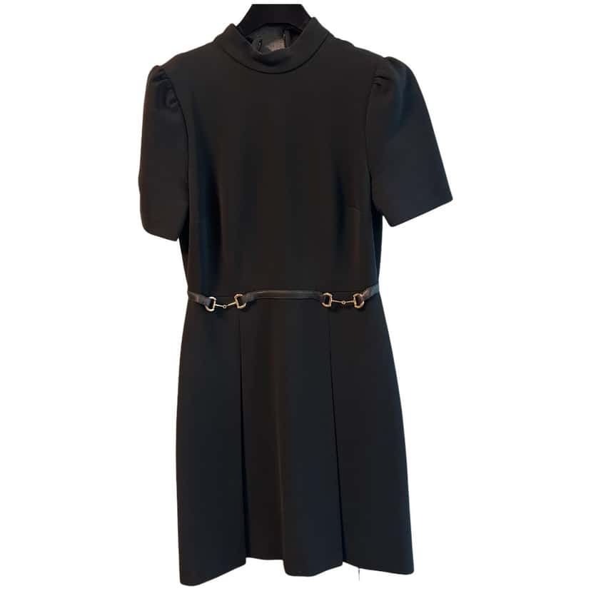 Gucci Belted Dress Black Polyester Very good condition - Front View