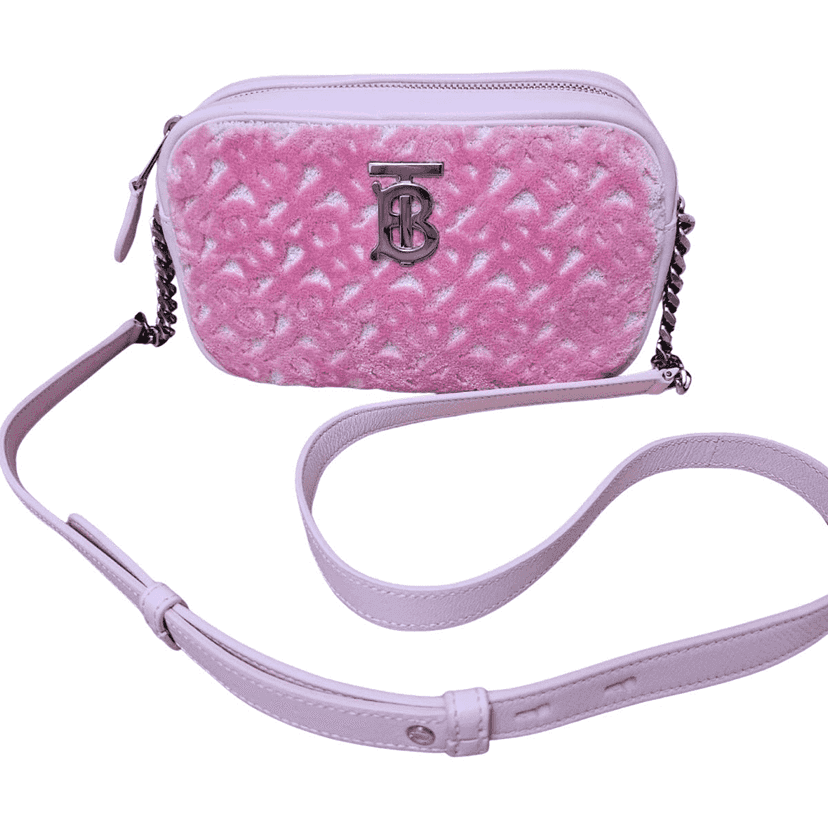 Burberry Terry Lola Camera Bag Pink Canvas Silver Very good condition - Front View