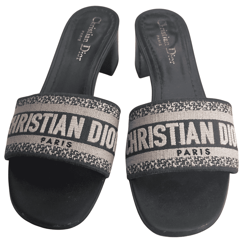 Christian Dior Dway Slide Sandals Navy Canvas Good condition - Front View
