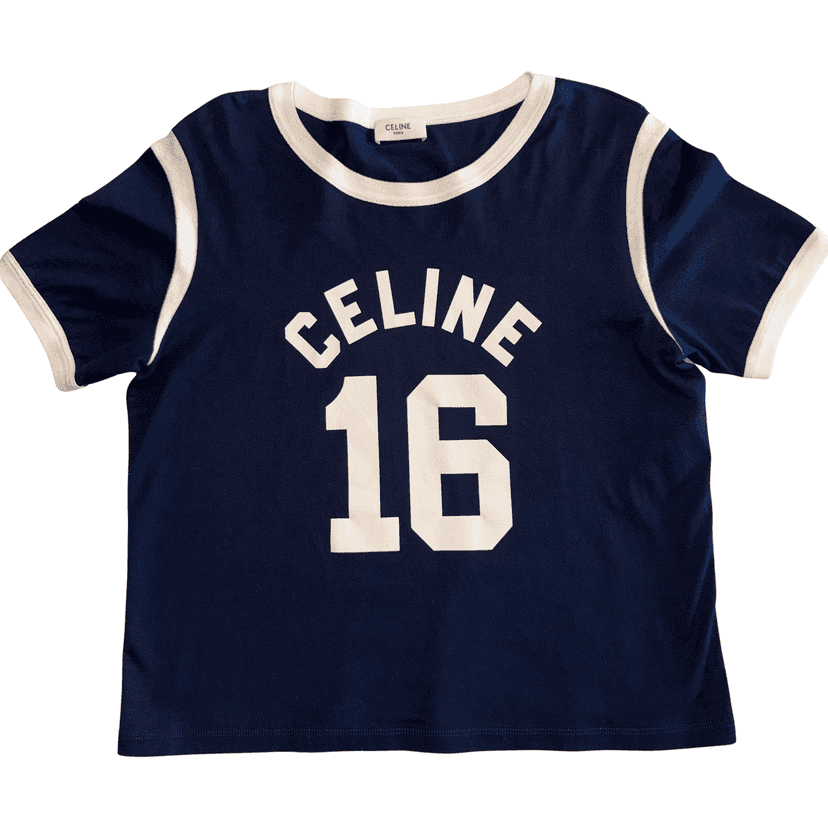 Celine Short T-shirt Navy Cotton Never worn - Front View