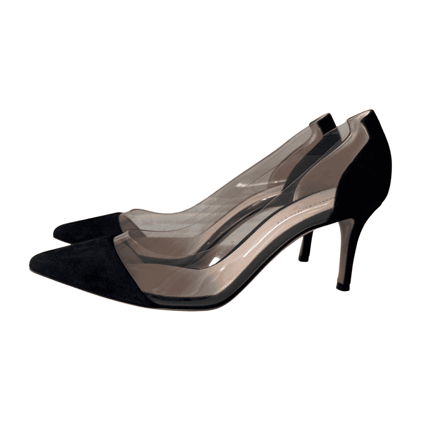 Gianvito Rossi Plexi Suede 70 Pumps Black Suede Never worn, with tag - Front View