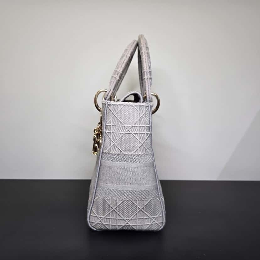 Dior Lady D-Lite Grey Canvas Good condition - Model View