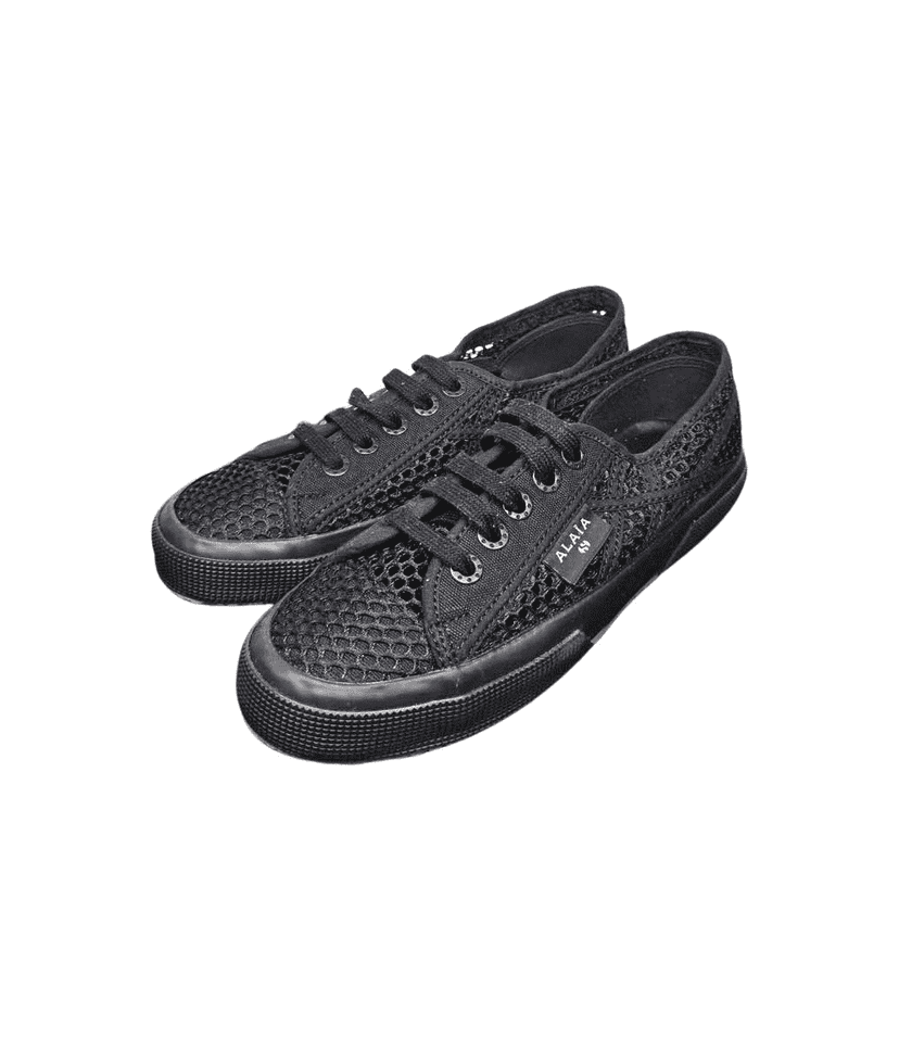 Alaïa Sneakers collaboration with Superga Black Cotton Never worn - Front View