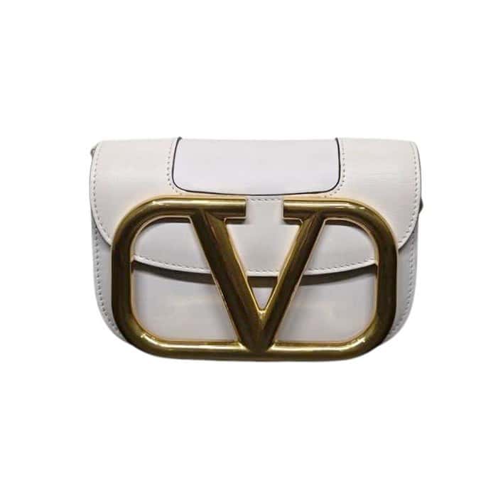 Valentino Garavani White Leather Supervee Shoulder Bag White Leather Never worn, with tag - Front View