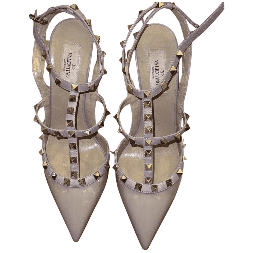 Valentino Garavani Rockstud Heels Beige Leather Very good condition - Front View