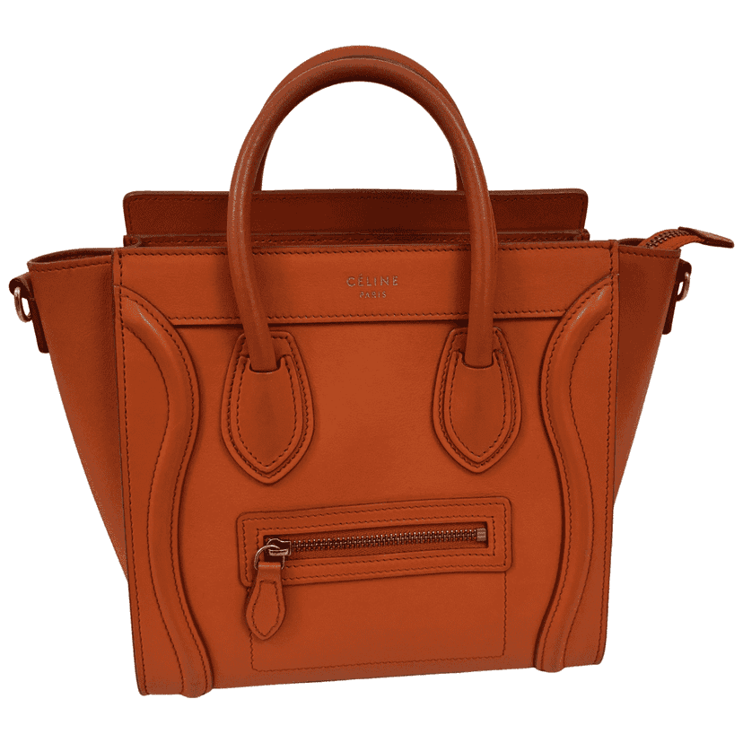 Celine Nano Luggage Orange Leather Very good condition - Front View