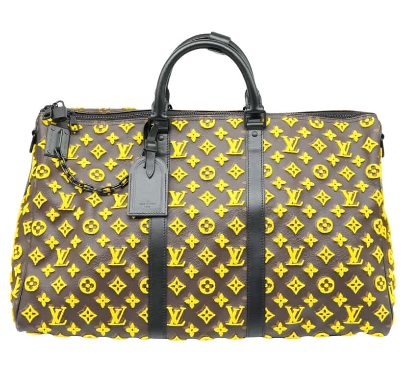 Louis Vuitton Keepall 50 Triangle Yellow Noire Monogram Tuffetage Duffle Bag M45069 MultiColor Good condition - Front View