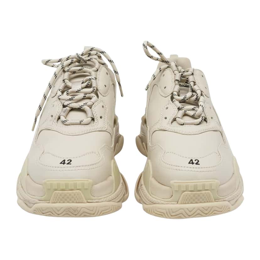 Balenciaga Cream Faux Leather Triple S Sneakers Size 42 Beige Good condition - Front View