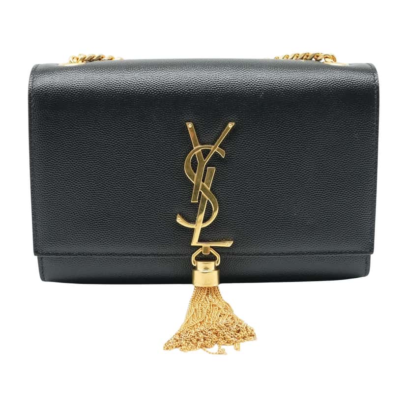 Yves Saint Laurent Black Leather Kate Small Tassel Wallet Chain Bag Black Good condition - Front View