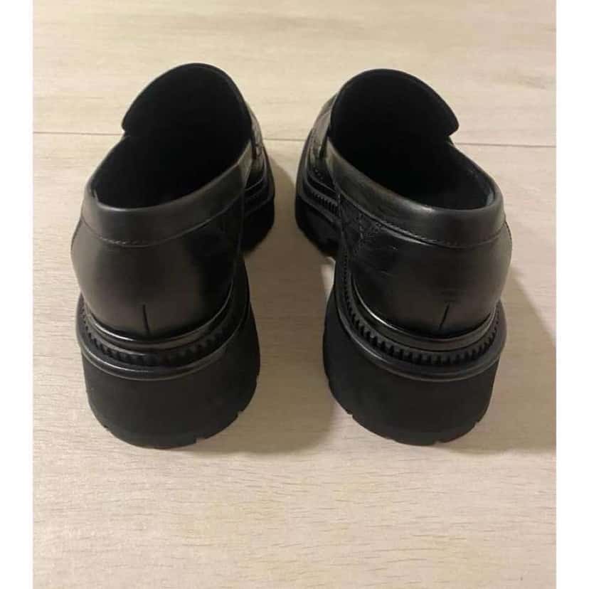 Chanel Platform loafers Black Leather Very good condition - Back View