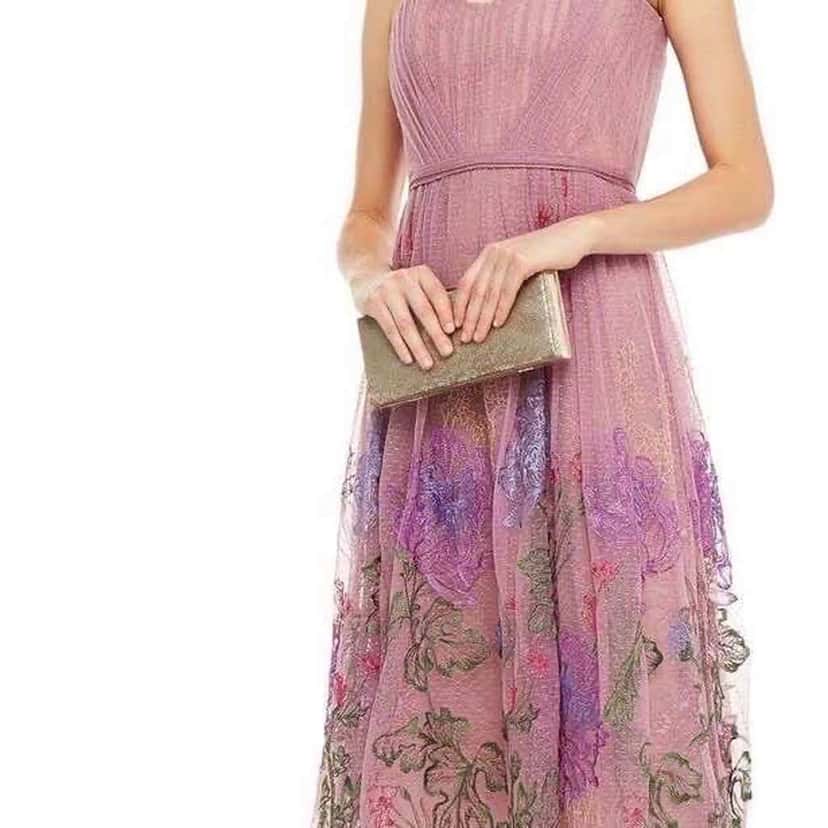 Marchesa Notte Tulle Floral Dress Pink Lace Never worn, with tag - Inside View