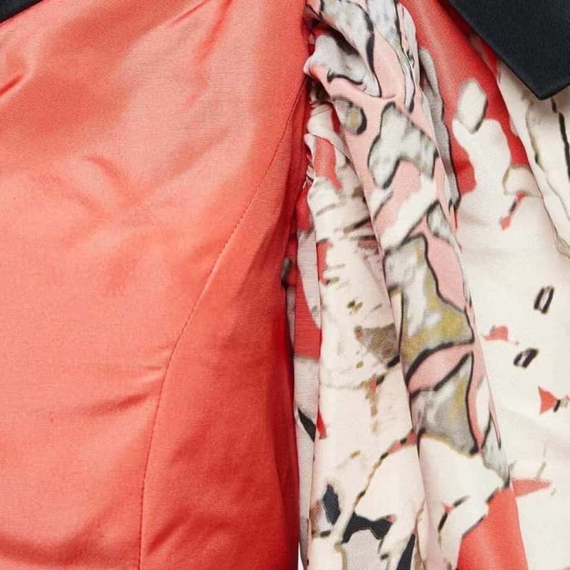 Oscar de la Renta One Shoulder Gown Orange Silk Very good condition - Inside View