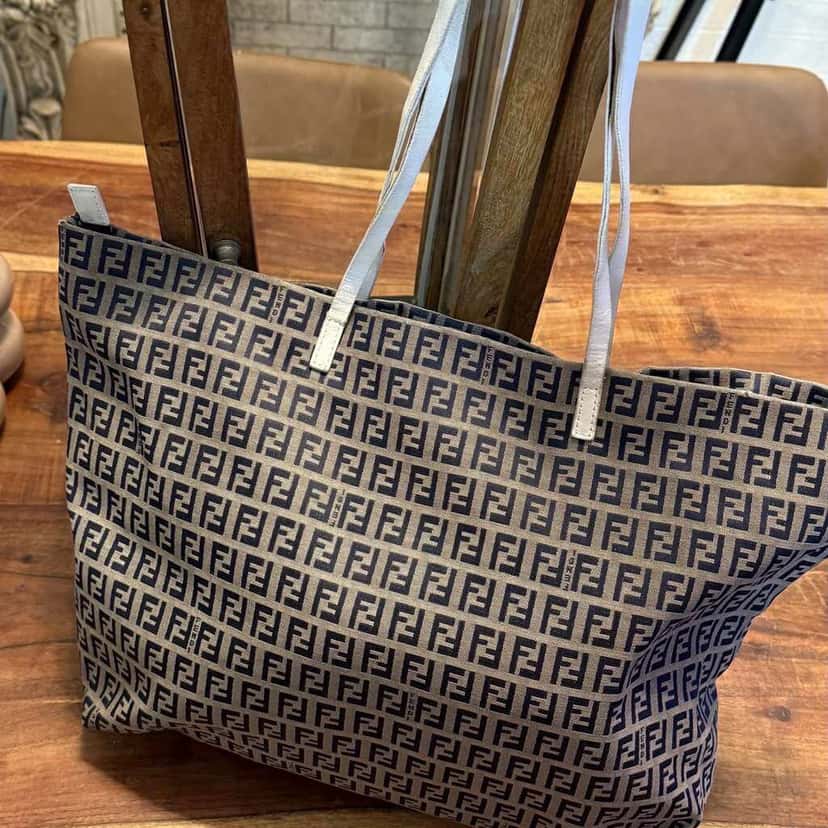 Fendi Tote Bag Beige Canvas Good condition - Back View