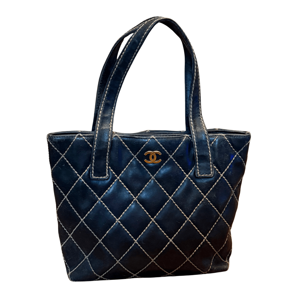 Chanel Small Tote Bag Black Leather Good condition - Front View