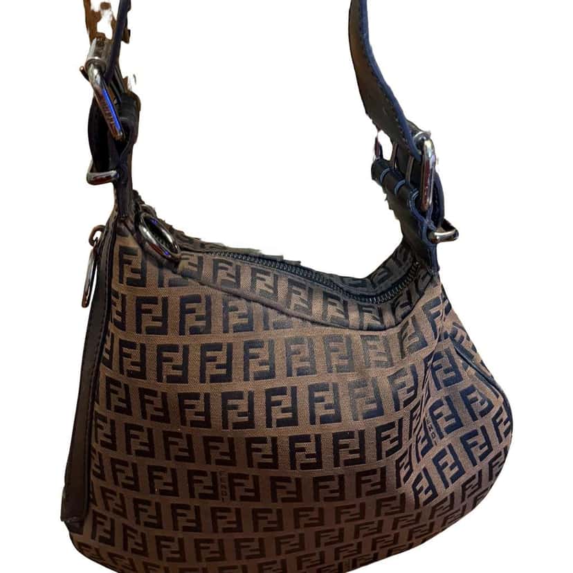 Fendi Oyster Bag Grey Canvas Good condition - Front View