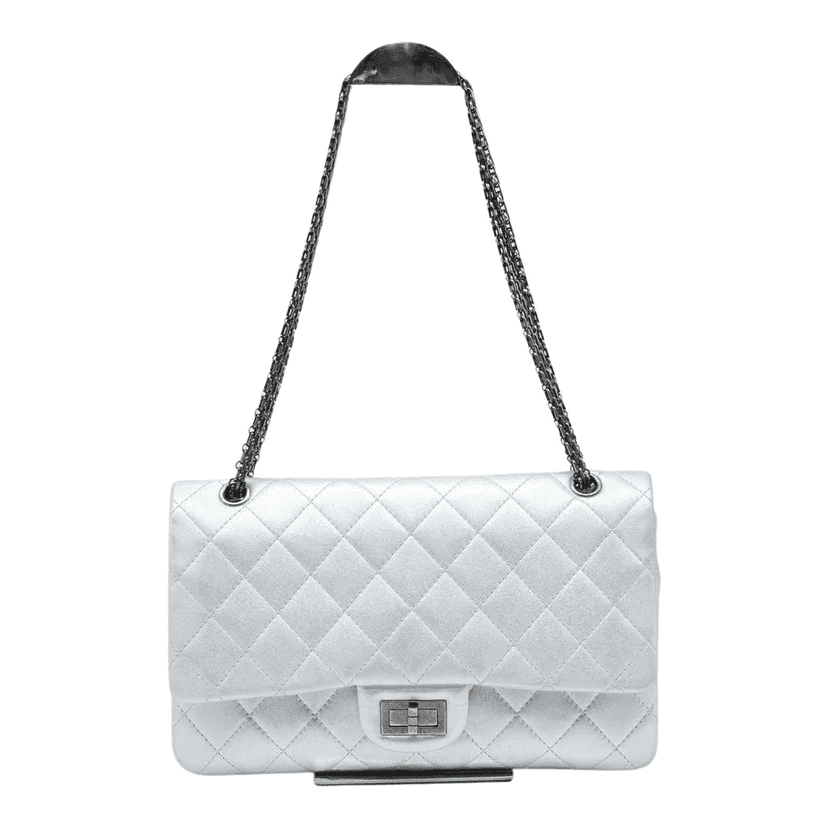 Chanel 30 2.55 Palladium HW Silver Bag 19288481 Silver Leather Good condition - Front View