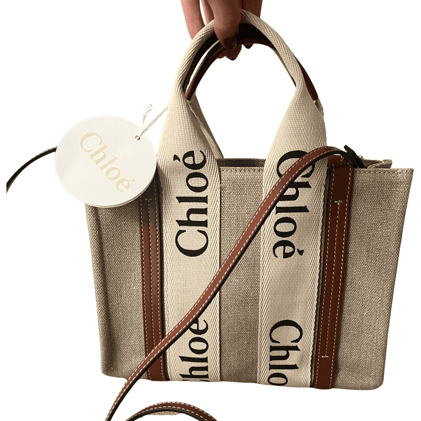 Chloé Woody Canvas Tote Beige Canvas Never worn, with tag - Front View