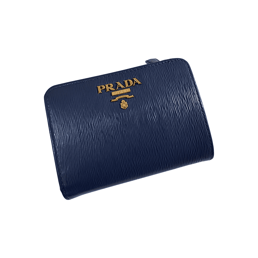 Prada Portapoglio Lampo Wallet Blue Leather Very good condition - Front View