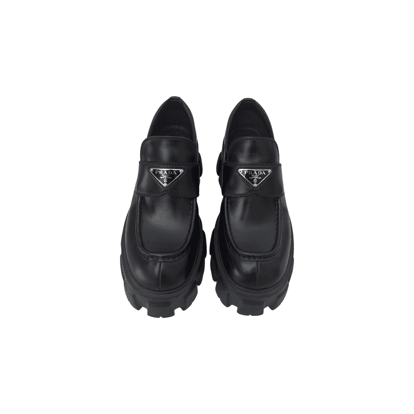 Prada Monolith Leather Loafers Black Leather Very good condition - Front View