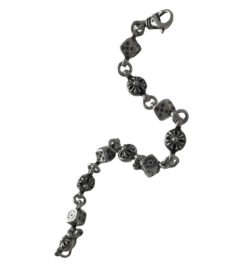 Chrome Hearts Dice & crossball bacelet Silver Very good condition - Front View