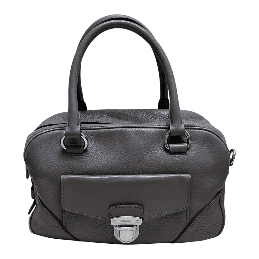 Prada Vitello Daino Grey Leather Good condition - Front View