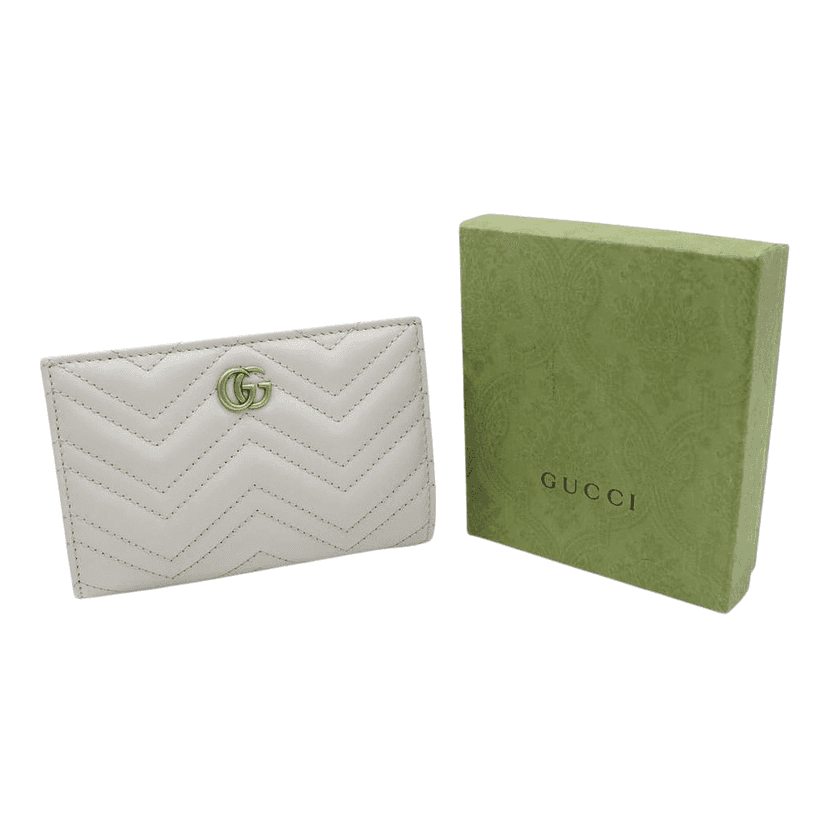 Gucci GG Marmont Matelassé Wallet Grey Grey Leather Good condition - Front View