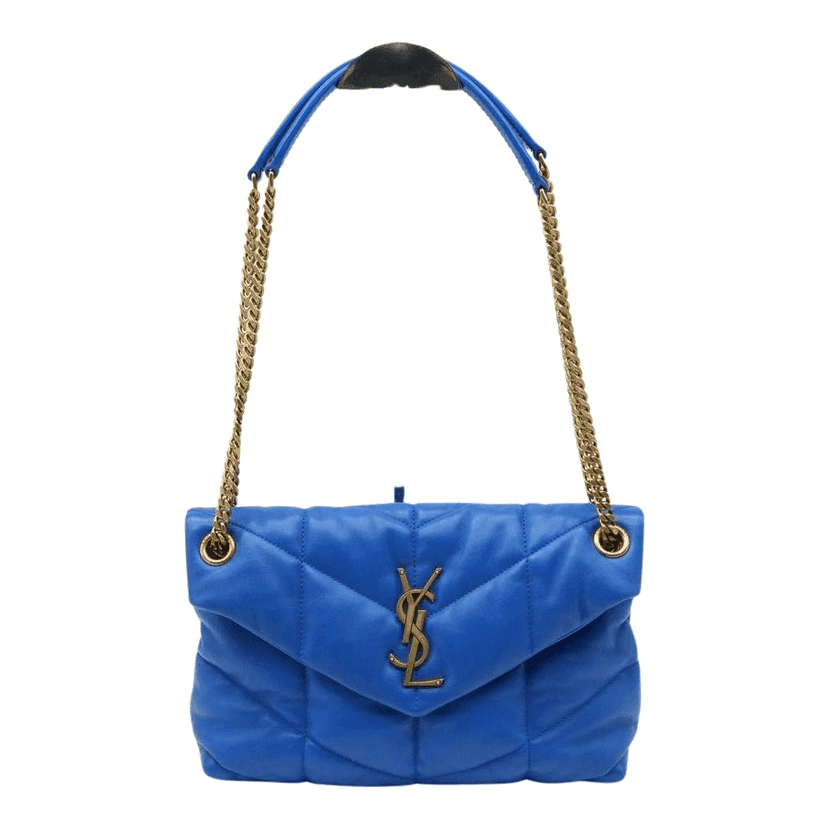 Saint Laurent Loulou Blue Quilted Leather Small Shoulder Bag Blue Leather Good condition - Front View