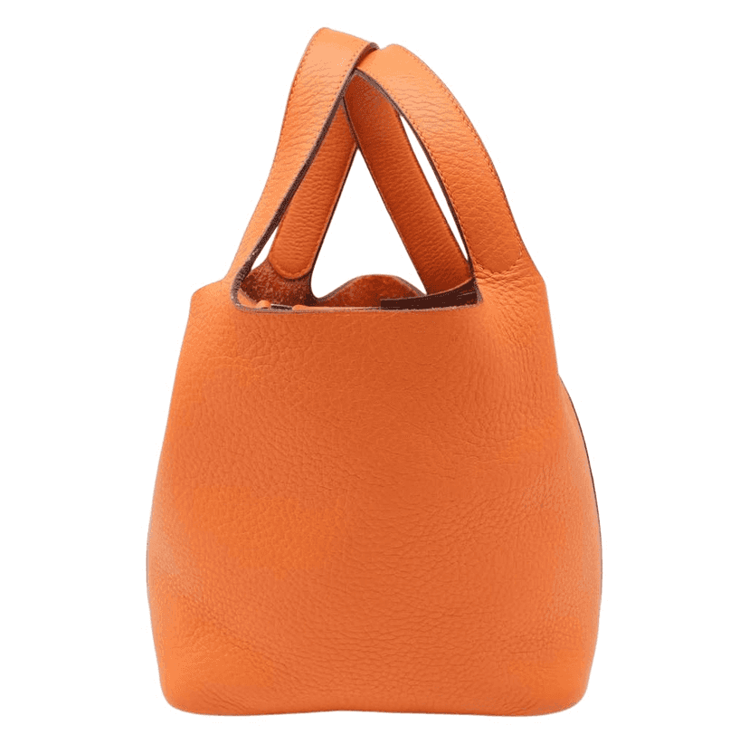 Hermès Clemence Leather Orange Poppy Picotin Lock PM tote bag Orange Good condition - Front View