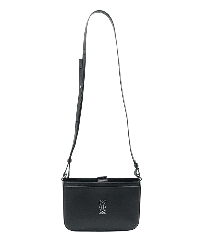 Cartier C de Cartier Mini Shoulder Bag In Black Calfskin Black Leather Good condition - Front View