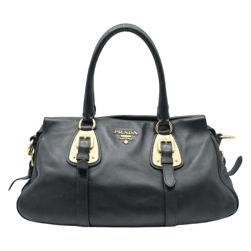 Prada Bauletto Soft Calf Leather Satchel Black Fair condition - Front View