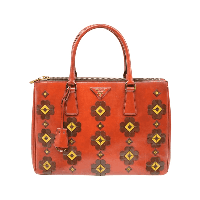 Prada Galleria Saffiano Vernic Pattent Leather Bag Orange Fair condition - Front View