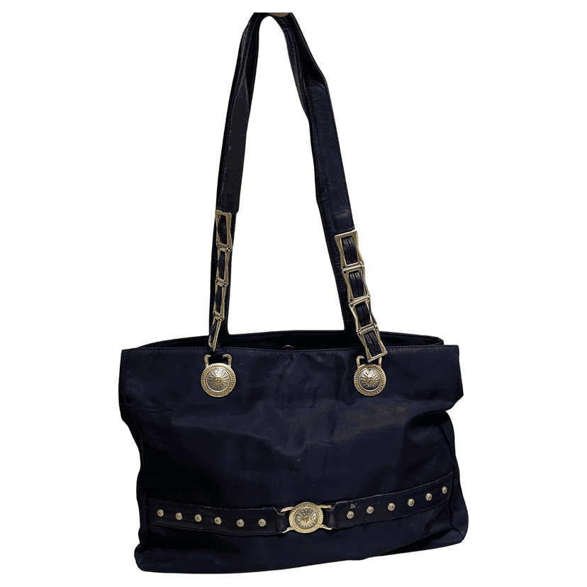 Gianni Versace Black Nylon Medusa Head Black Good condition - Front View