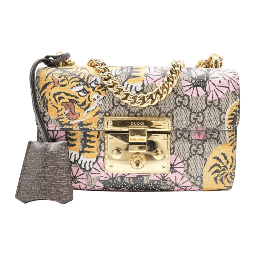 Gucci Multicolor GG supreme Padlock Bengal Print GG Coated Canvas Small Shoulder Bag MultiColor Canvas Good condition - Front View