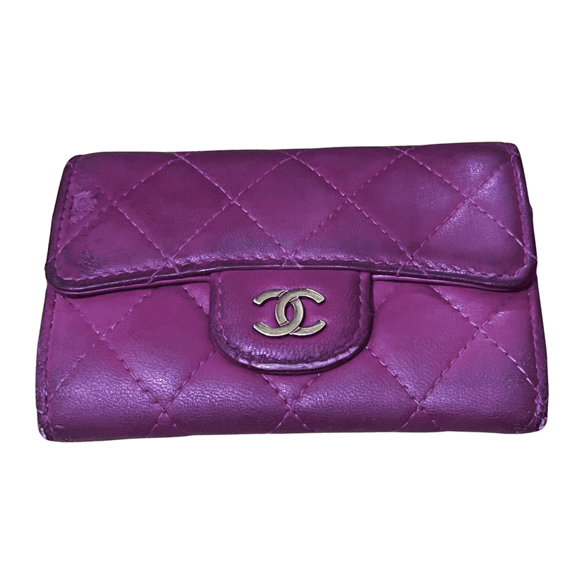 Chanel Card Holder Pink Leather Good condition - Front View