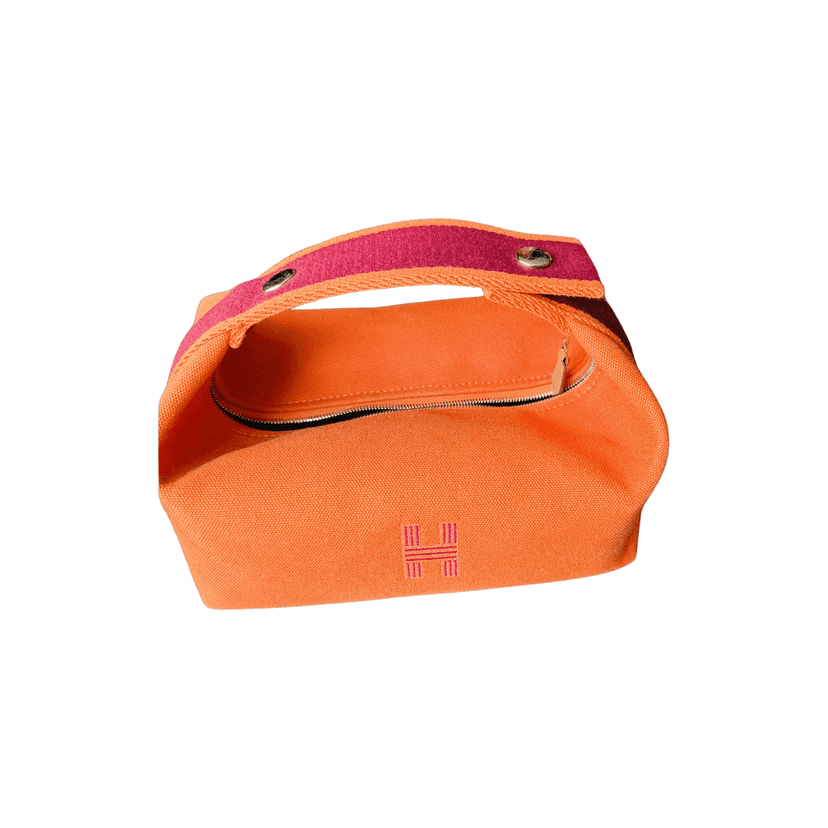 Hermès Braid-a-Brac Case Orange Cotton Very good condition - Front View