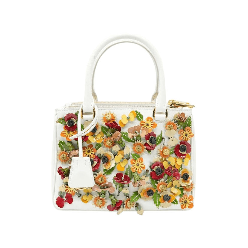 Prada White Saffiano Small Double-Zip Garden Galleria Tote White Fair condition - Front View
