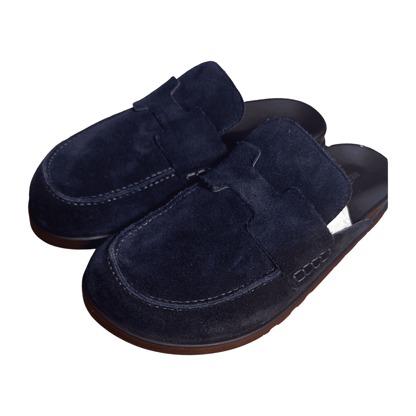 Hermès Go Mules Navy Suede Very good condition - Front View