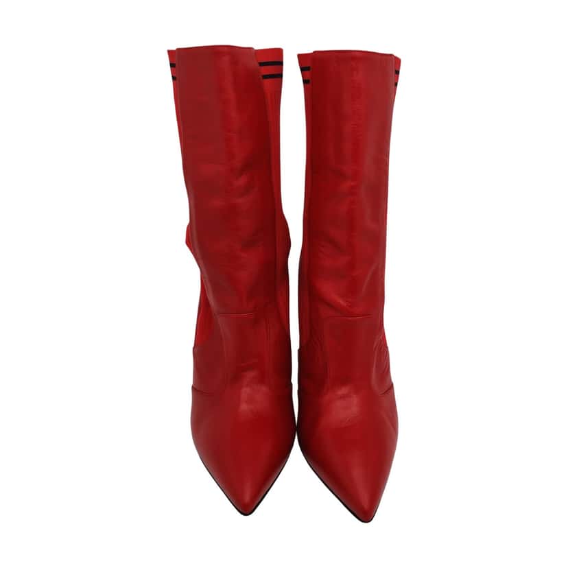 Fendi Fendi Red Leather Boots Red Canvas Very good condition - Front View
