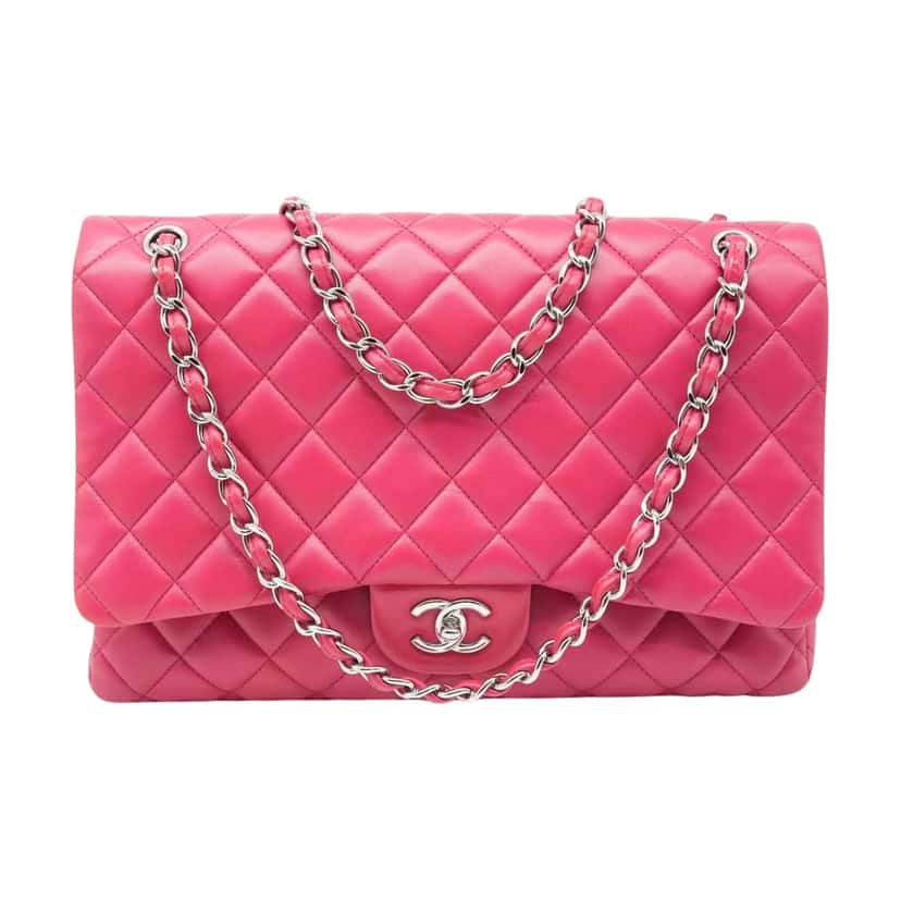 Chanel Maxi Classic Single Flap Pink Lambskin 13089787 Pink Fair condition - Front View