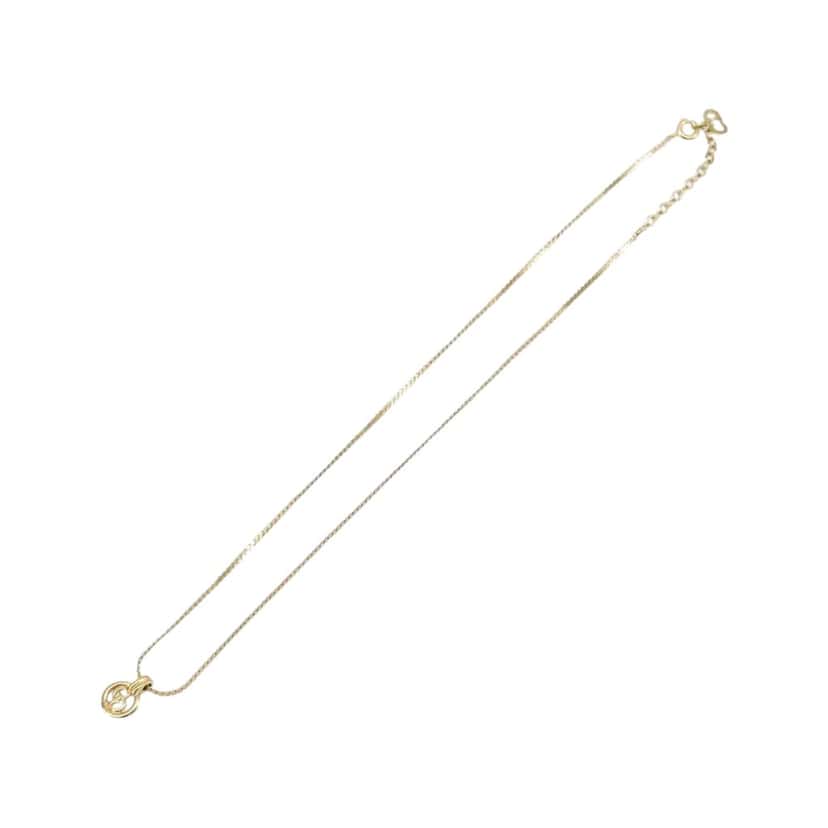 Christian Dior CD Round Pendant Necklace Gold Metal Good condition - Front View