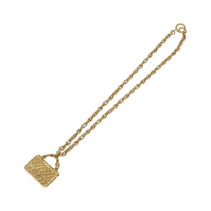 Chanel Flap Bag Pendant Necklace Gold Metal Good condition - Front View